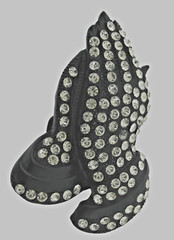 Praying Hands Belt Buckles New Men Women Black Metal Iced Blinged Style Cowgirl