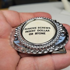 Vtg NOS Silver Dollar Coin Gem Stone Holder Bezel Belt Buckle Inlay Oval Unused