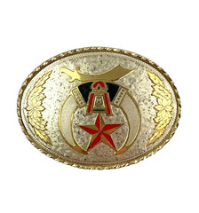 Vintage Shriners Masonic Crescent Moon Scimitar Star Metal Belt Buckle A