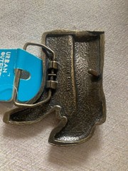 COWBOY BOOTS SHAPED WESTERN LONGHORN HORSE RODEO RANCH THEMED BELT BUCKLE