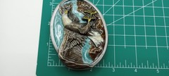 Vtg. Bald Eagle Belt Buckle 1984 Bergamot Brass Works W146 Colorful Laquer USA