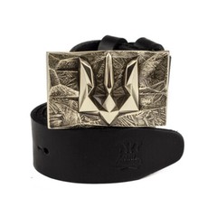 German silver belt buckle « Ice and fire », Ukrainian trident low poly geometric