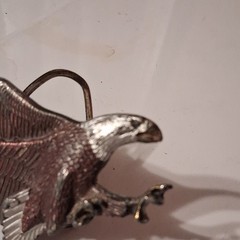 Vintage Eagle Bird Metal Clip Belt Buckle Silver/Brown USA Marked H506 1.5&Prime;