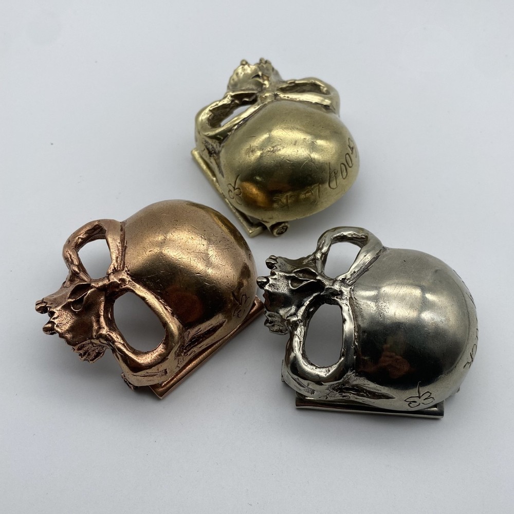 Copper Casted Skull Buckle Handmade Leather Belt DIY Fastener Buckle