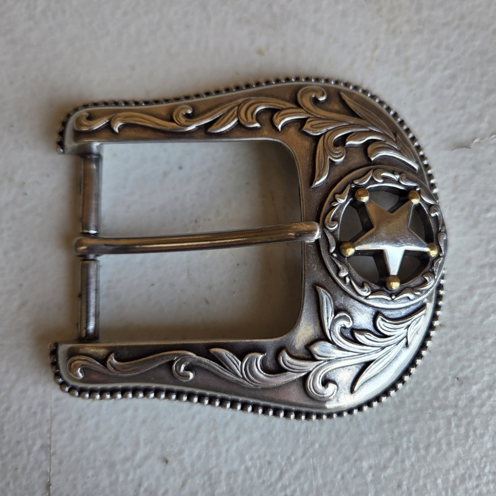 Silver Tone Men&rsquo;s Western Floral Metal Belt Buckle Antique Finish Fits 1.5&Prime;