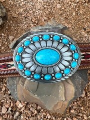 TURQUOISE CONCHO Cowboy WESTERN SILVER BELT CHRISTMAS GIFT BUCKLE Southwest