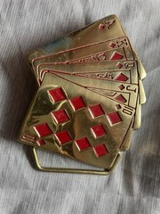 Vintage Baron 5937 Solid Brass Royal Flush Playing Cards Belt Buckle