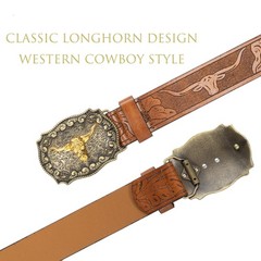 Eohak Western-Cowboy-Belts for Men Women Floral-Engraved-Belt Medium, Brown