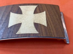 Mixed Wood Artisan? Iron cross QUALITY Vintage Belt Buckle