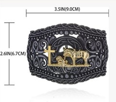 Western Cowboy Belt Buckle for Men Praying Cowboy Cross Religious Faith