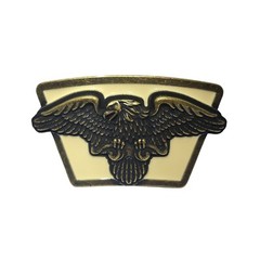 Eagle Metal Belt Buckle Silver Tone & Creme Enamel Taiwan 4.5 by 2.75 inches