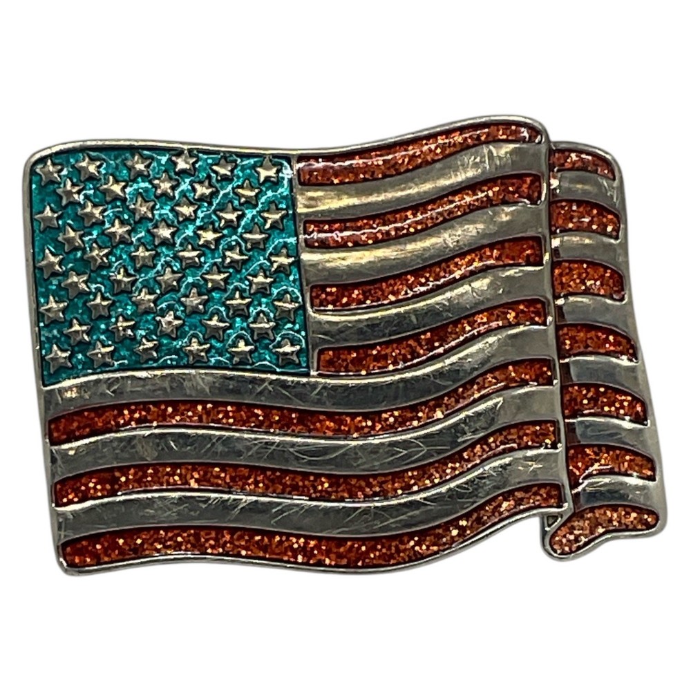 American Belt Patriotic Belt Buckle Stars and Stripes Mens Vintage Collectible