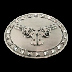Gun Weapon Belt Buckle Two Guns Revolvers Weapons Boucle de Ceinture