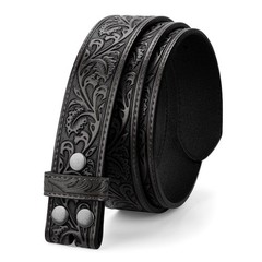 TRIWORKS Western Belt Strap for Men without Buckle Fit Size 34&Prime;-37&Prime;, A-black