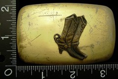 LH24119 VINTAGE ***COWBOY BOOTS WITH SPURS*** GOLDTONE WESTERN BELT BUCKLE