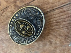 Antique Gold Mushroom Belt Buckle Western Mountain Boho Cowboy Style Gift Art