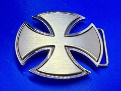 Maltese Iron Cross Religious Gothic Punk Vibe Cutout Silver Color Belt Buckle
