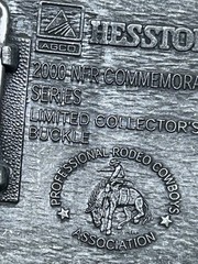 National Rodeo Finals Bull Riding Hesston ~2000 Belt Buckle ~Western Cowboy NFR