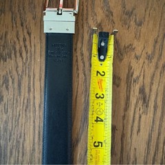 Original Penguin Tan black Leather Belt with Silver Buckle reversible 34/85