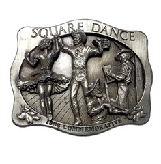 Arroyo Grande Belt Buckle Square Dancing #339 1985 Pewter 3.25&Prime;x2 5/8&Prime; Fit 1.75