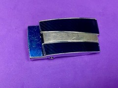Replacement Silver And Black Line Pattern Vintage Retro Belt Buckle