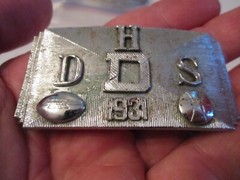 1931 FOOTBALL BASKETBALL BELT BUCKLE – D D H S – 2 7/8&Prime; X 1 1/2&Prime; – GW6