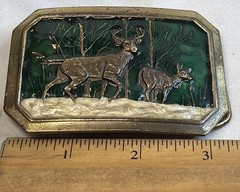Deer Belt Buckle 1976 Rectangle 3.25 By 2.25 in Number D520 Made USA