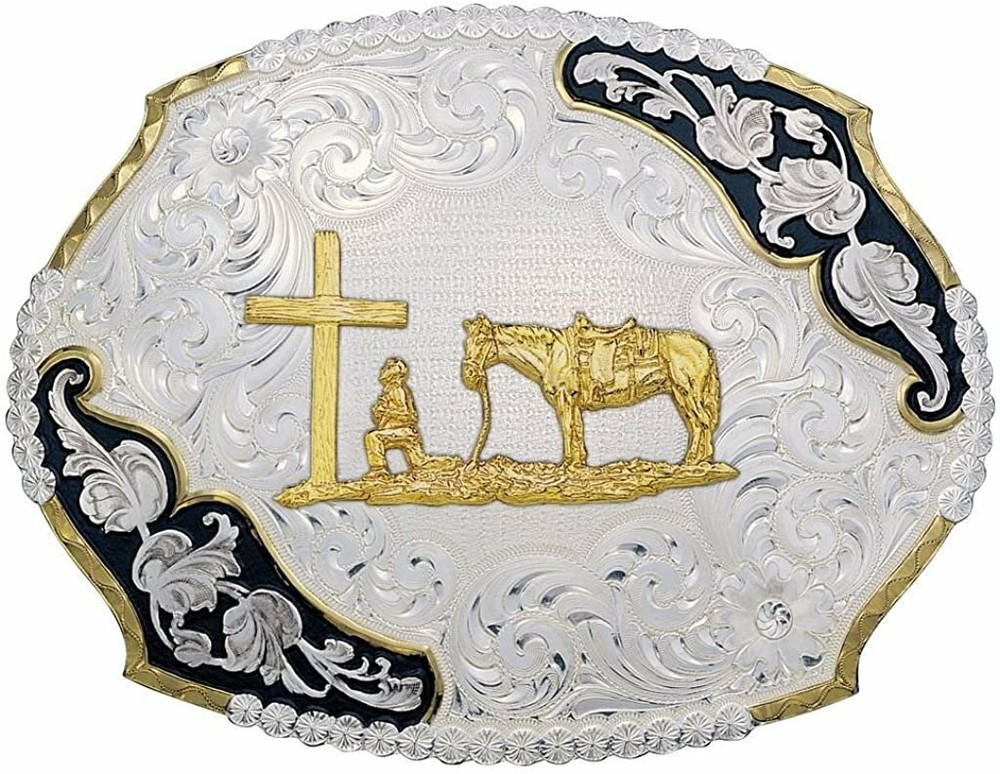 Montana Silversmiths Men&rsquo;s Antique Christian Cowboy Western Belt Buckle