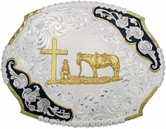 Montana Silversmiths Men&rsquo;s Antique Christian Cowboy Western Belt Buckle