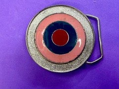 Bulls Eye Round Multi-Color Enameled Target Style Pink Blue Belt Buckle