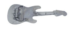 Fender Guitar Belt Buckle Silver Chrome Music Band Men New Big Diecut British