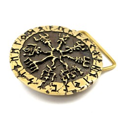 Vegvisir belt buckle, Viking compass solid brass buckle, Scandinavian buckle