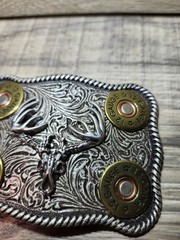 Nocona Whitetail Buck Skull Shotgun Shells Rectangular Belt Buckle 37526