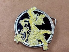 Game of Thrones Lannister House Roaring Lion Yellow Black Enameled Belt Buckle