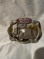 Vintage 1985 American Trucker Belt Buckle, Bergamot Brass Works J-42