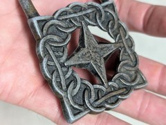 vintage 1970s handcrafted BRASS belt buckle BRUTALIST rustic BOHO hippie star