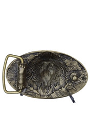 Solid Belt Buckle for Men « LION », Handmade Brass Buckle,Vintage Lion Head Buckle