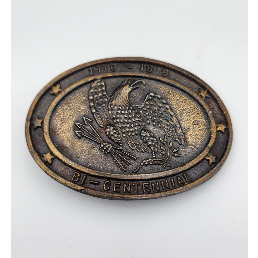Bronze Tone Eagle USA Bicentennial 1776-1976 Metal Clip Buckle Patriotic