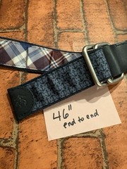 Brooks Brothers Belt L Leather Tab D O Ring Reverse Plaid Nautical Anchor Blue