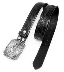 GURANSE Cowboy Belts 105CM(waistline:34&Prime;-36&Prime;), Acanthus Prayer Silver