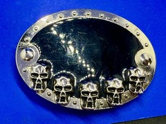 Creepy Five Skull&rsquo;s Head Black Enameled Halloween Gothic Punk Biker Belt Buckle