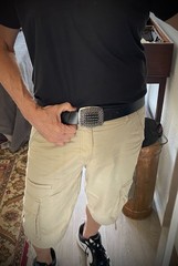 “Shield”Belt Buckle Archive Studded Leather Inlay 2 5/8 x 3 OOAK Darren McNeese