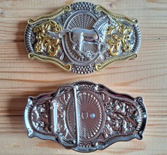 Horse western country silver & gold belt buckle (choice designs)