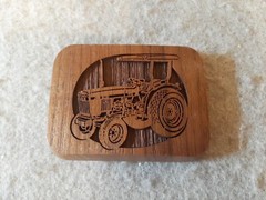 1977 Lasercraft Laser Engraved Wood Belt Buckle Agriculture Farm Tractor