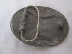 Rare Vintage NRA Belt Buckle Eagle Holding Rifle With USA Flag PewterMade In USA