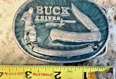 Vintage Buck Knives Limited Edition Belt Buckle BB901 Silver Green