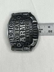 The Right To Bear Arms Belt Buckle 2nd Amendment Gun Rights Bullets Silver Tone