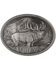 Montana Silversmiths Gunmetal Outdoor Series Wild Elk Carved Buckle – 25610EMA