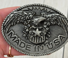 Vintage 1995 EGE Soaring Bald Eagle Silver Belt Buckle Made in USA Rockabilly 3D