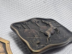 Vtg Outdoorsman Hunter Animal Themed Belt Buckle Lot Of 3 Deer Steer & Horse